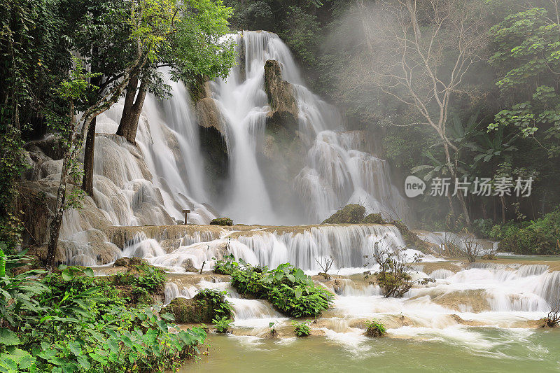 主瀑布-60 ms.drop-Tat Kuang Si-Deer Dig瀑布。皇太后Prabang-Laos。4160